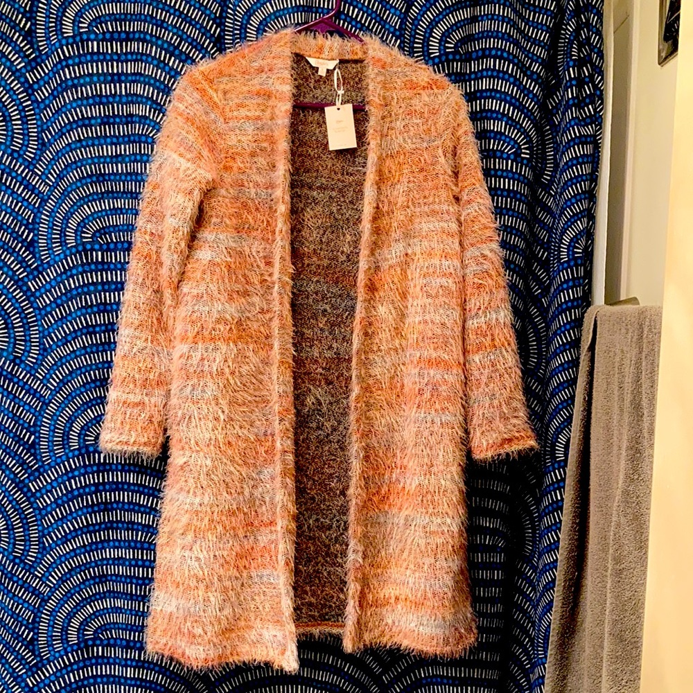 Candie’s fuzzy, shaggy, eyelash open cardigan